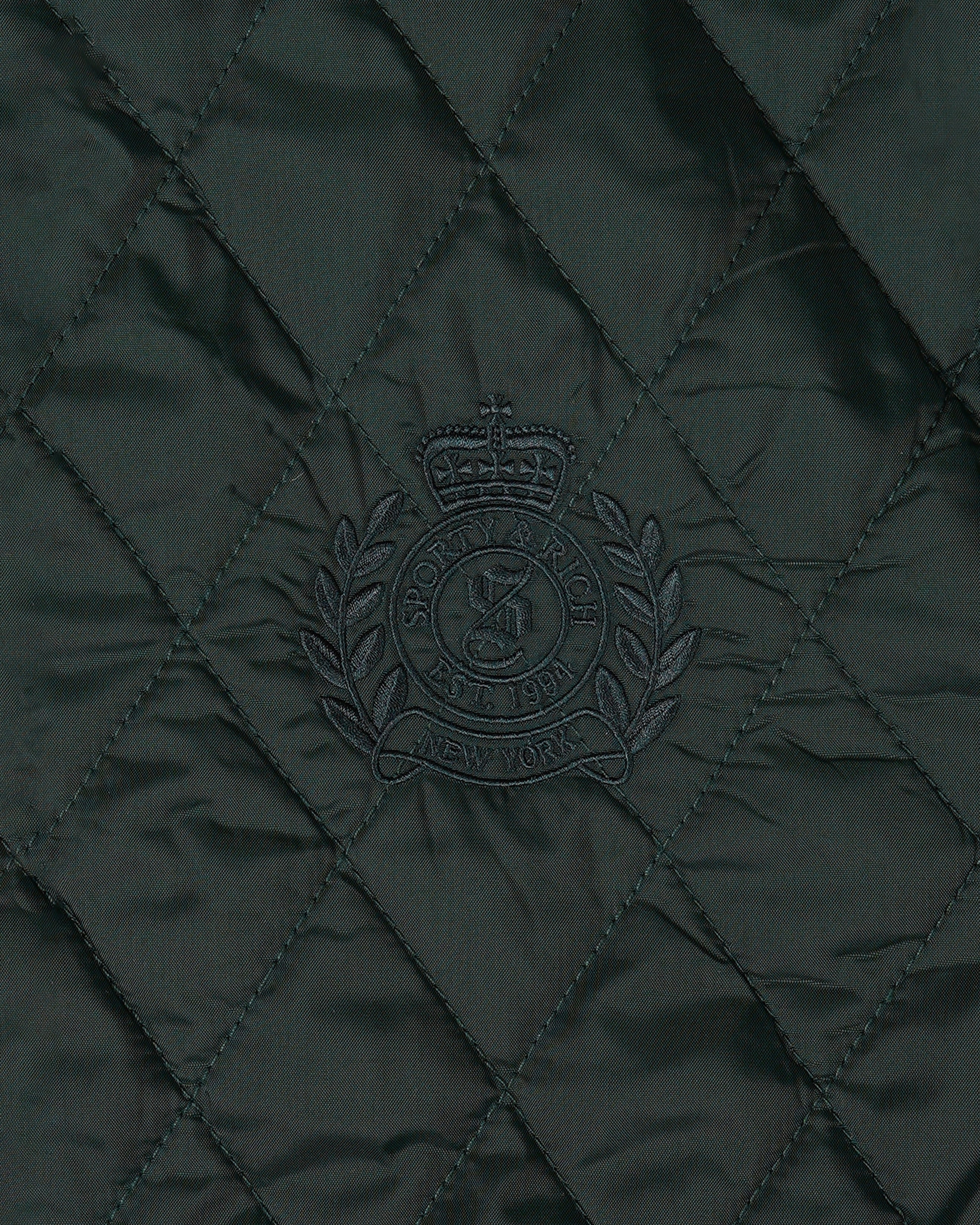NY Crest Nylon Quilted Jacket - Forest/Tan