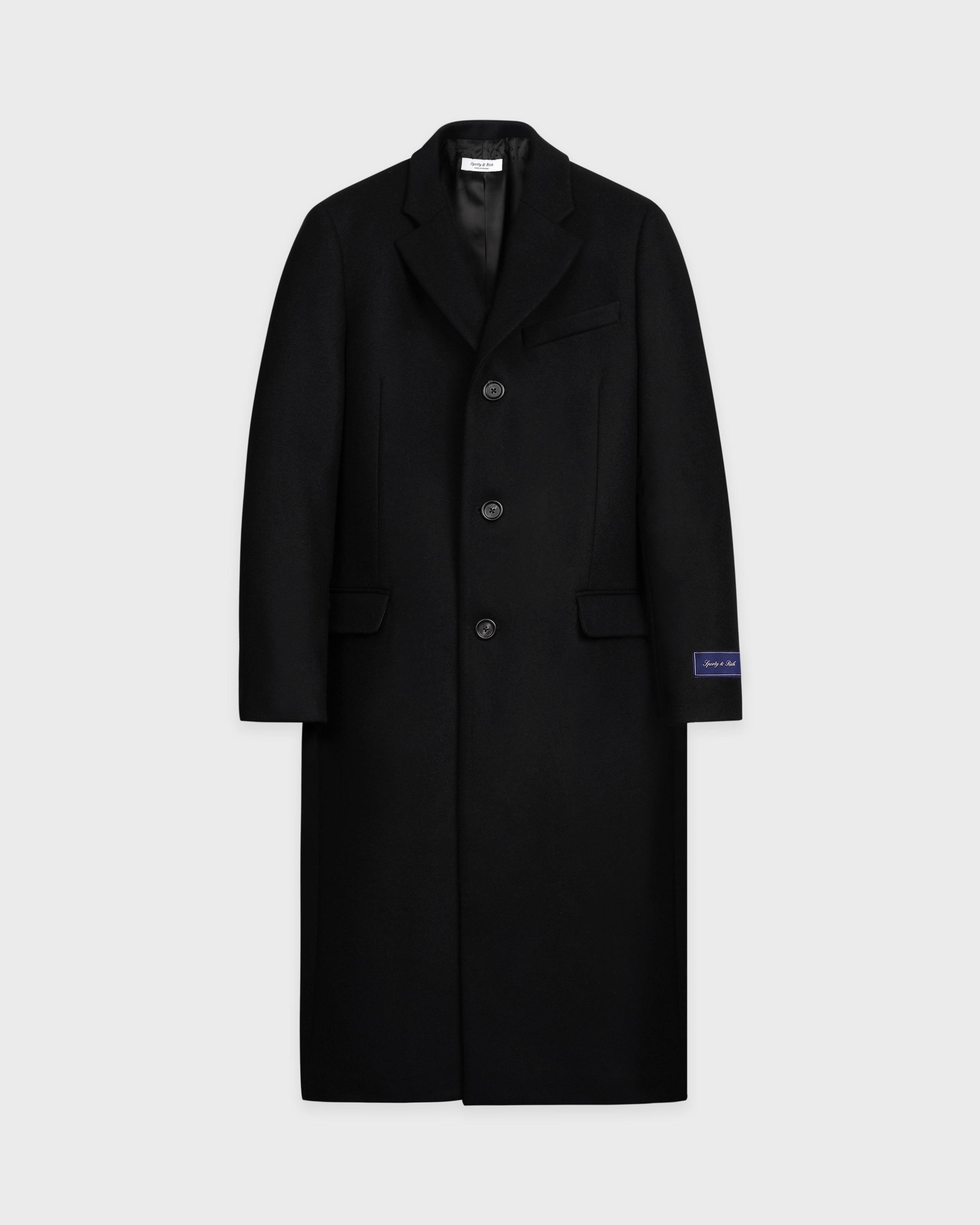 Signature Logo Structured Wool Coat - Black