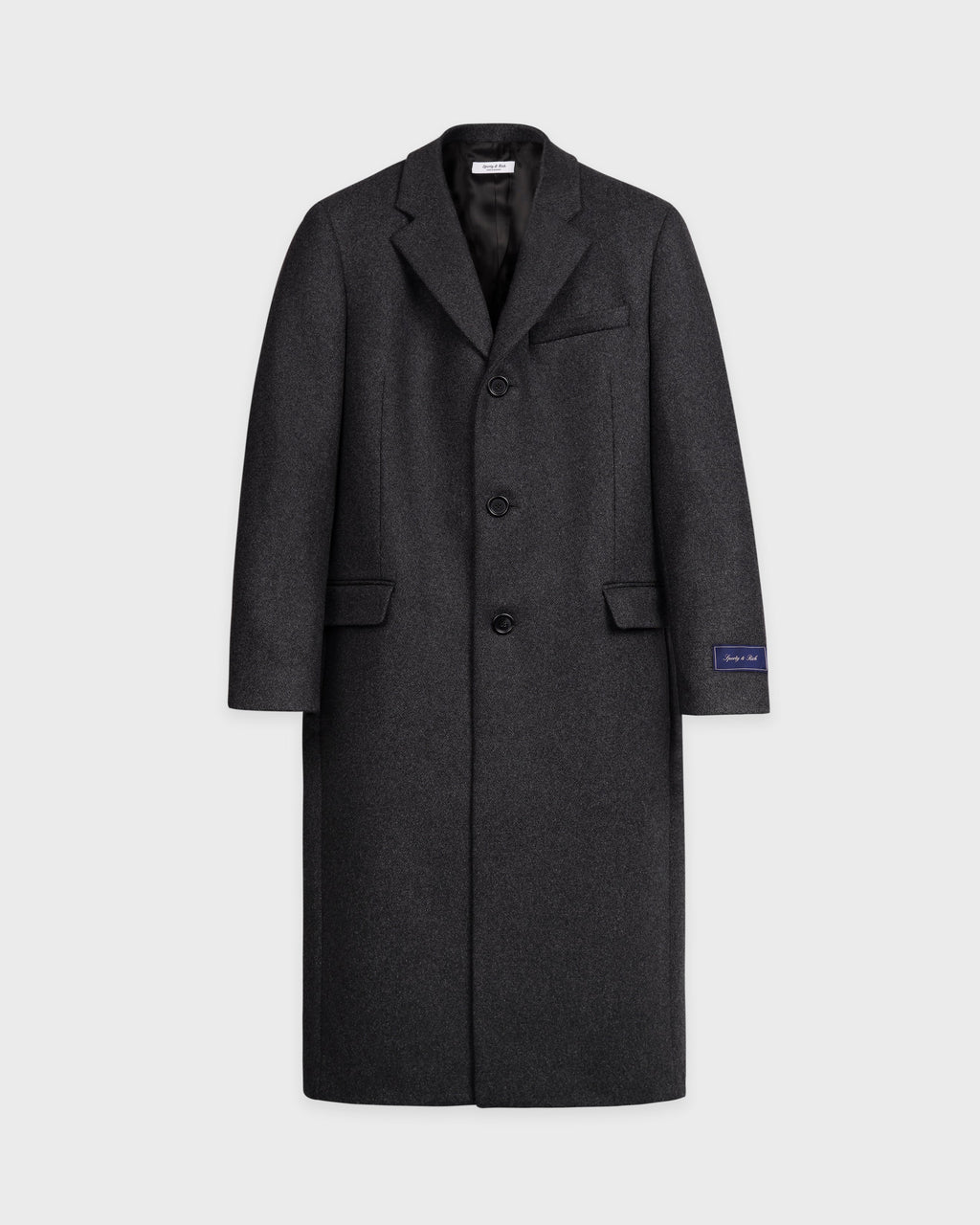 Signature Logo Structured Wool Coat - Dark Grey