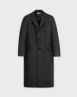Signature Logo Structured Wool Coat - Dark Grey