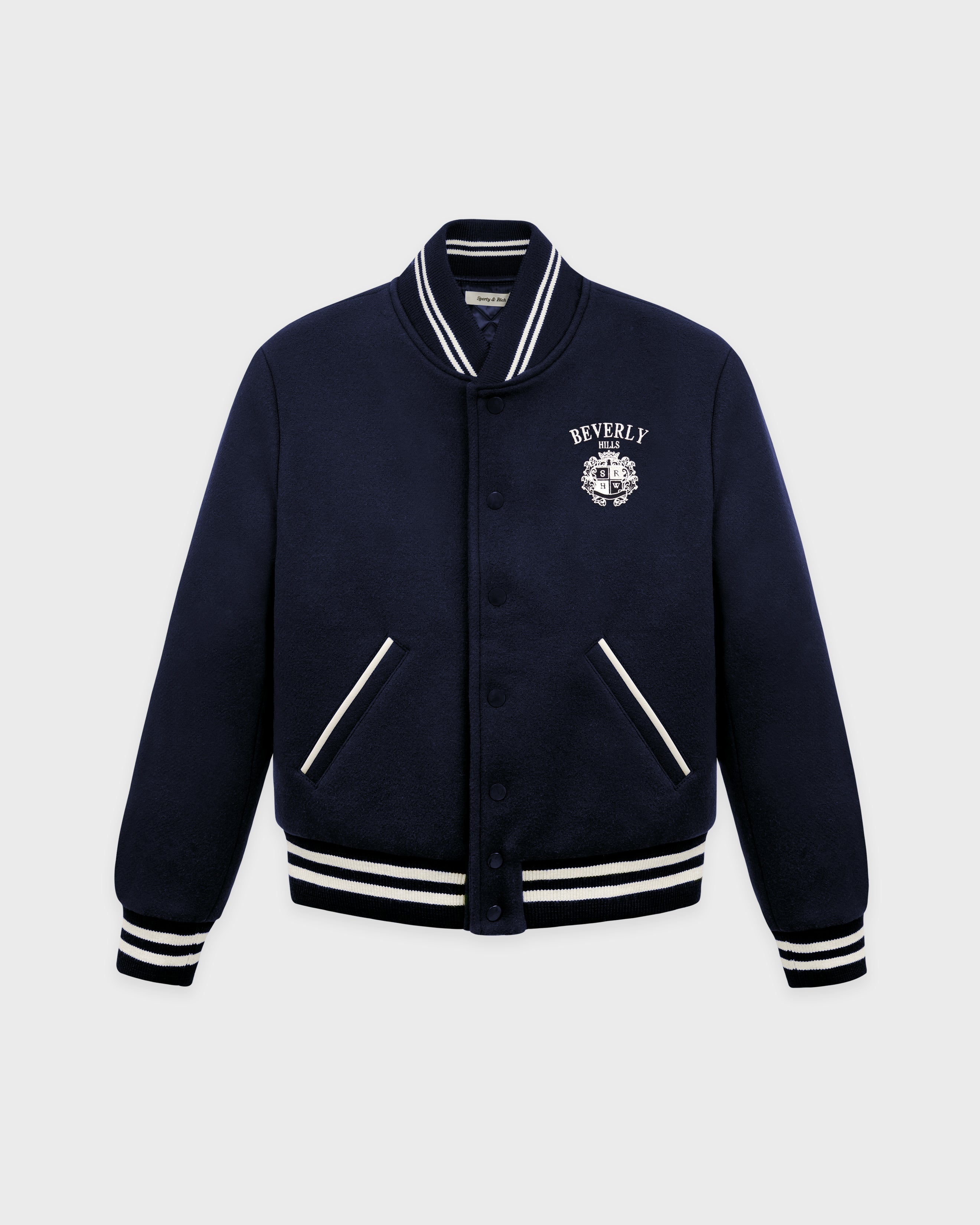 BH Crest Wool Varsity Jacket - Navy/White