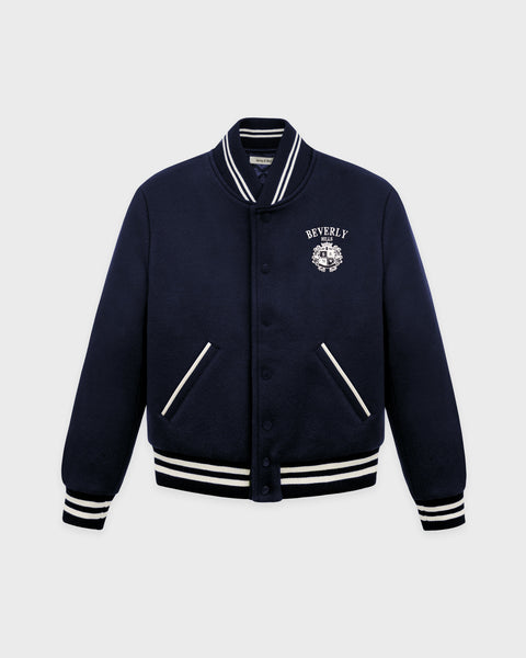 BH Crest Wool Varsity Jacket - Navy/White