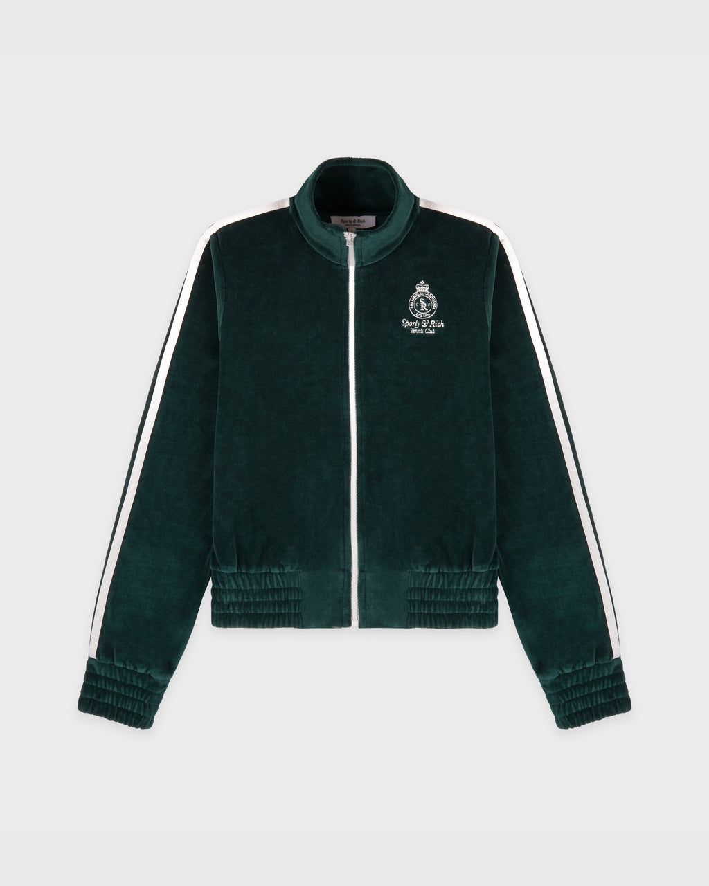 Crown Tennis Elio Velour Track Jacket - Forest/Ecru