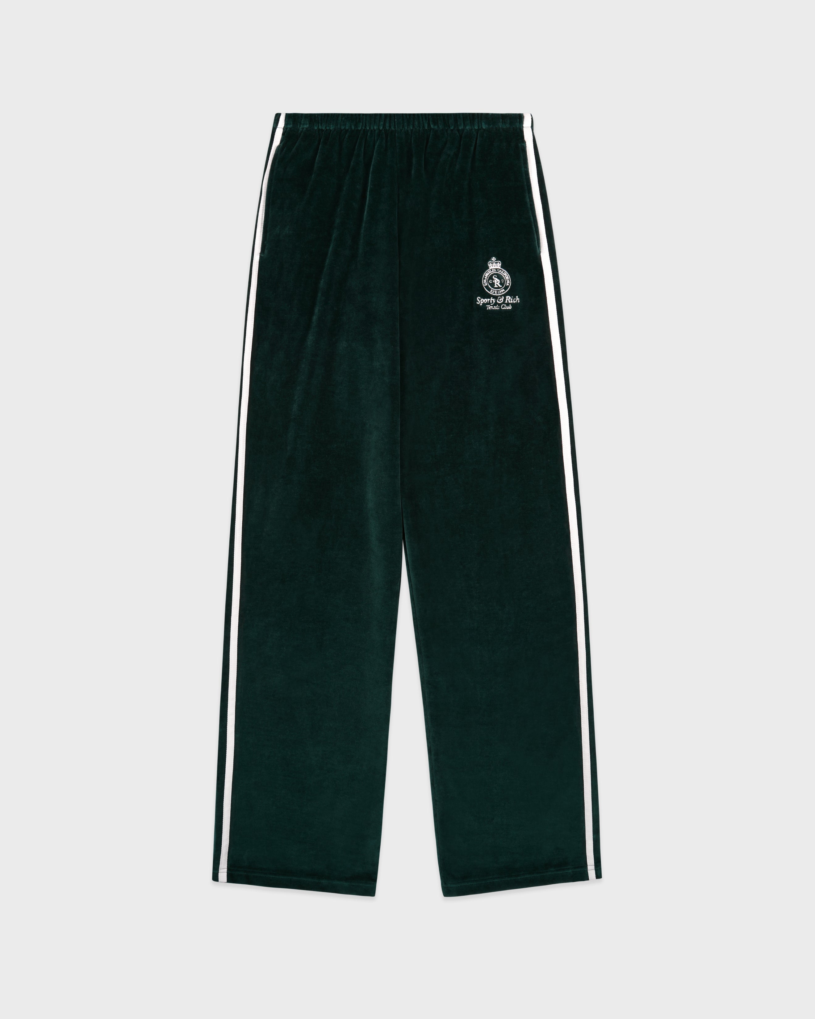 Crown Tennis Velour Sweatpant - Forest/Ecru