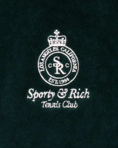 Crown Tennis Elio Velour Track Jacket - Forest/Ecru