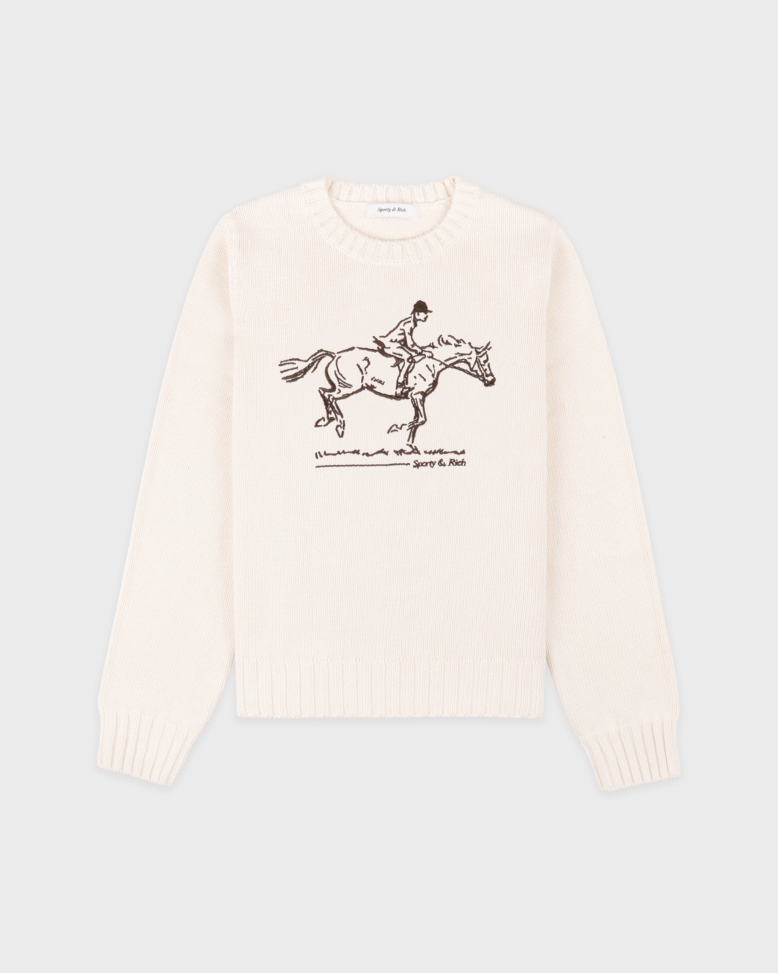 Horse Knitted Sweater - Ecru/Chocolate