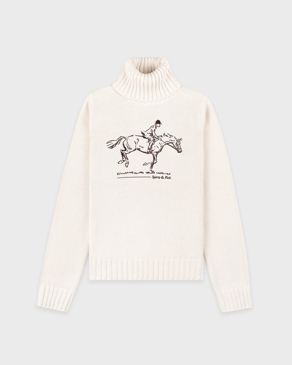 Horse Knitted Turtleneck - Ecru/Chocolate