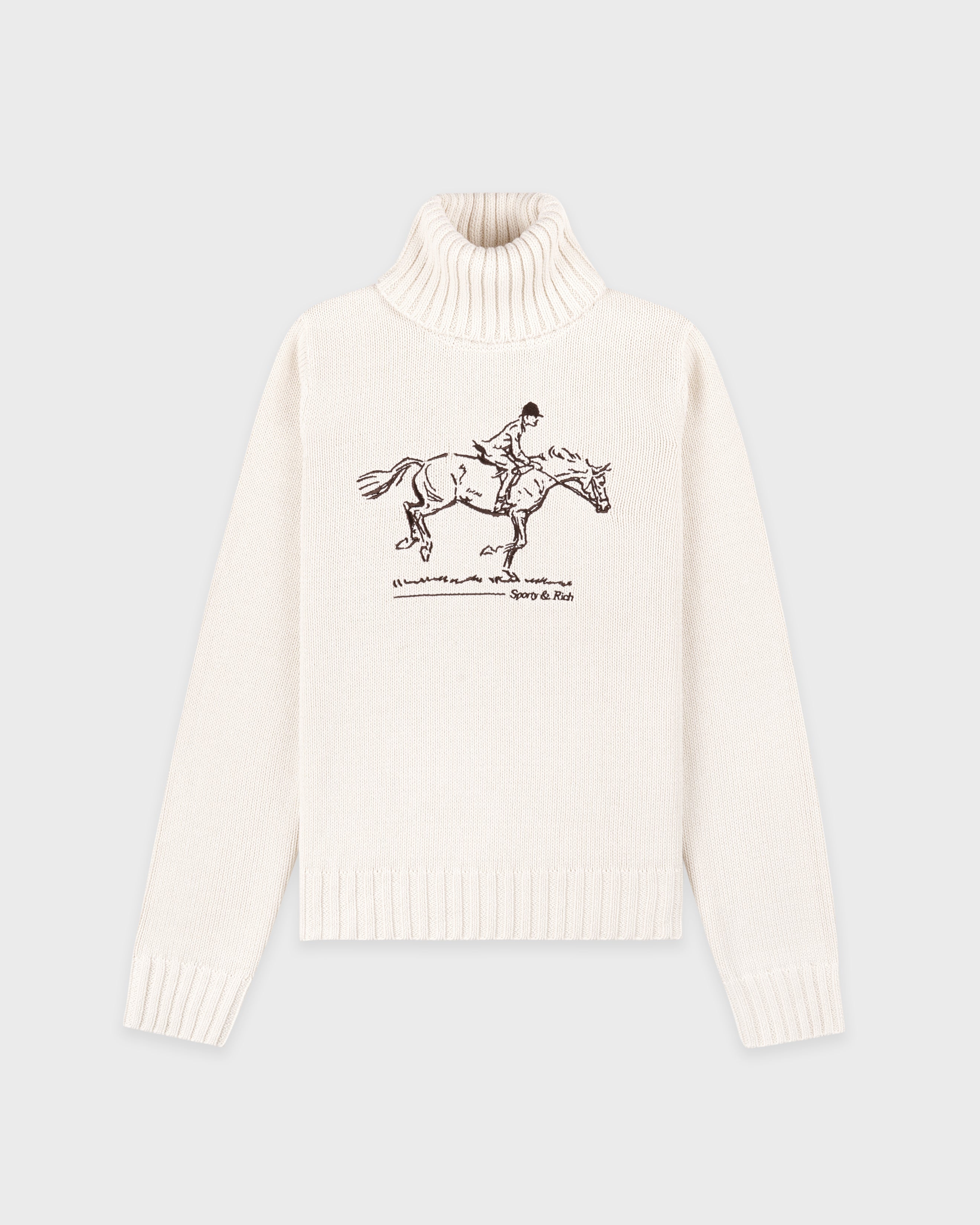 Horse Knitted Turtleneck - Ecru/Chocolate