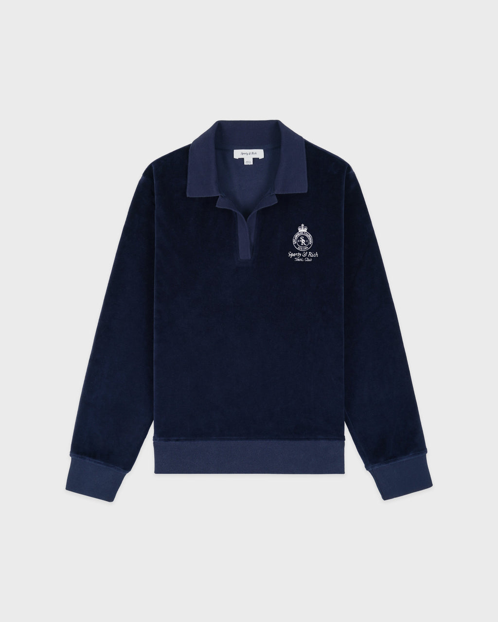Crown Tennis Velour Polo - Navy/Ecru