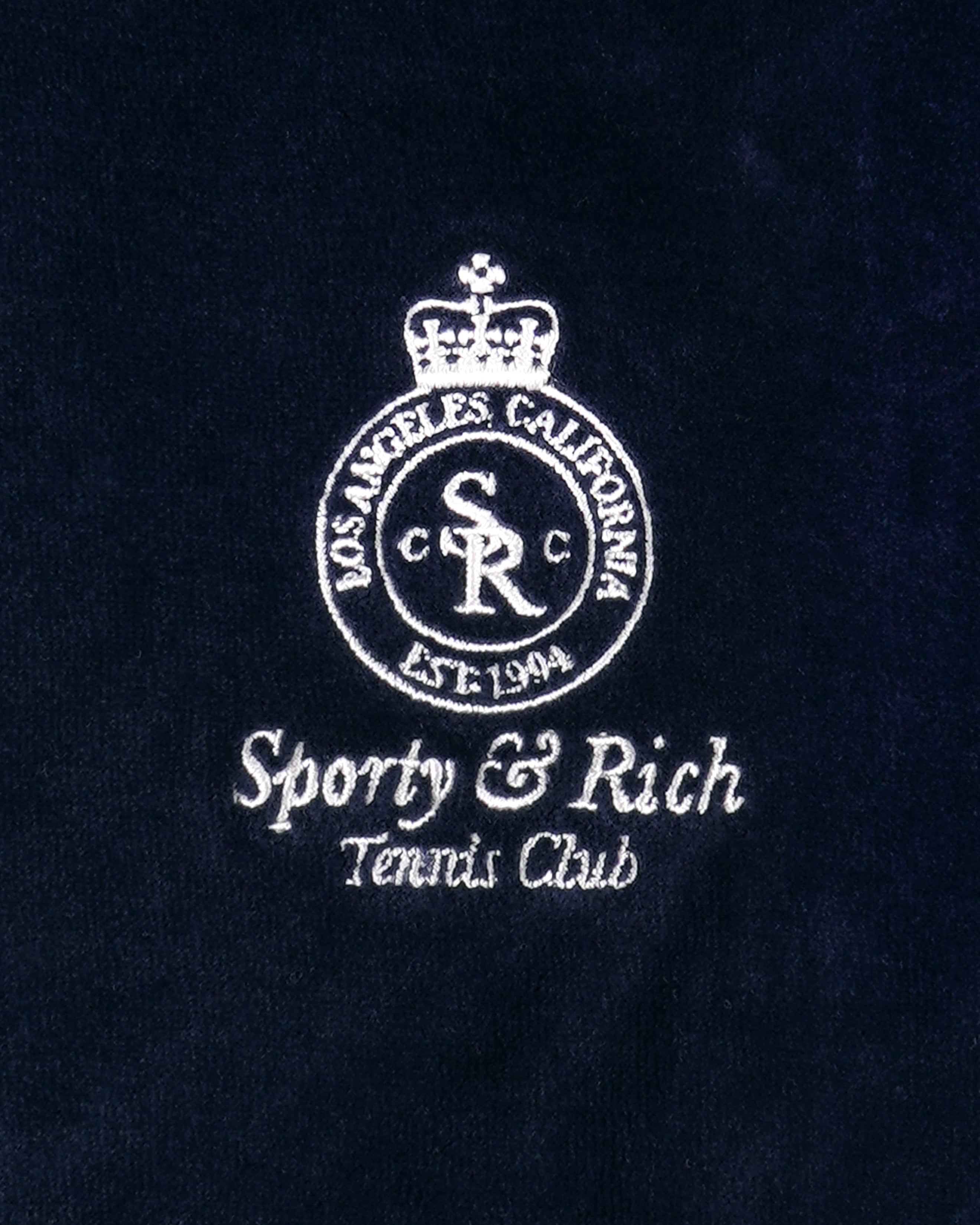 Crown Tennis Velour Polo - Navy/Ecru