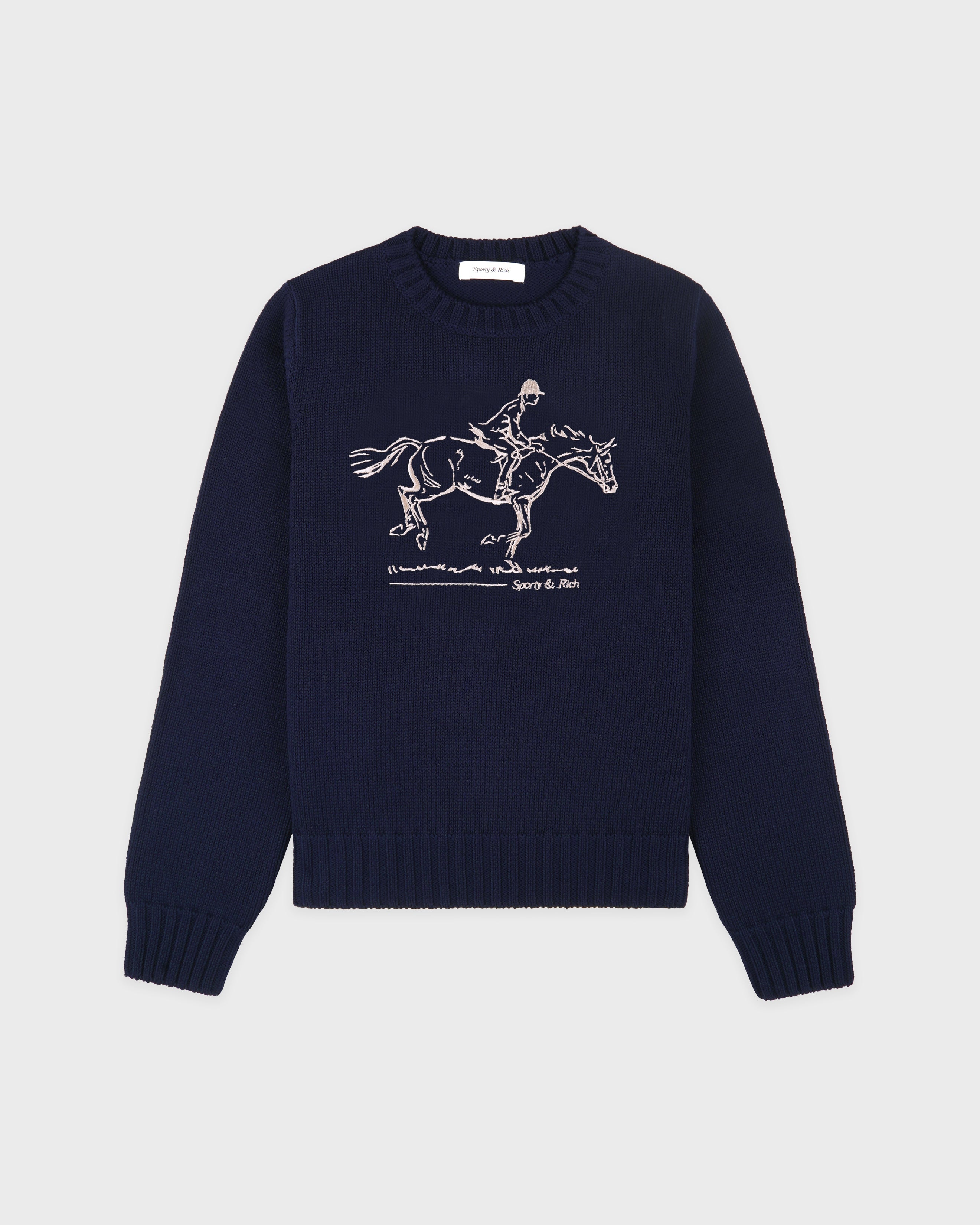 Horse Knitted Sweater - Navy
