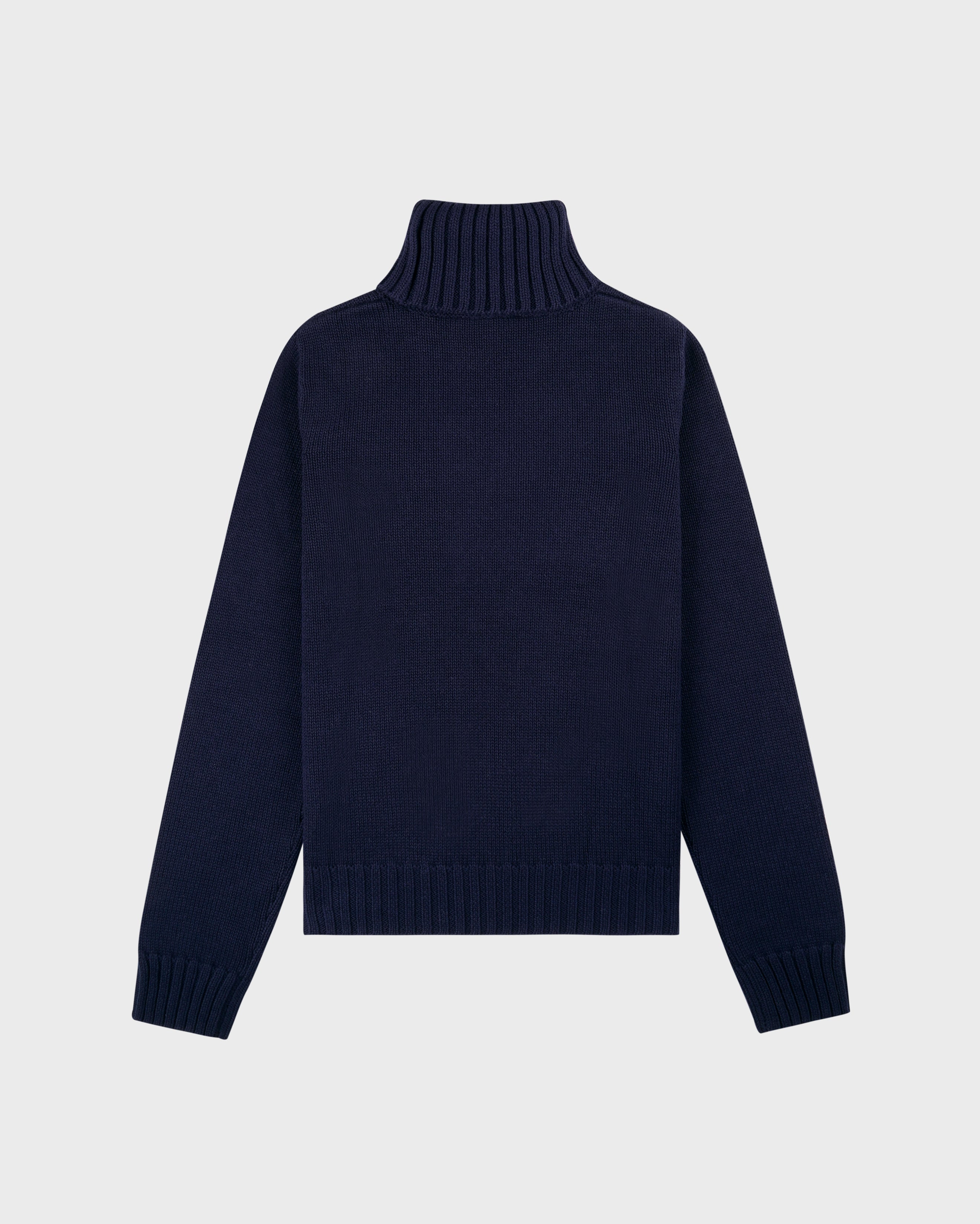 Horse Knitted Turtleneck - Navy/Ecru