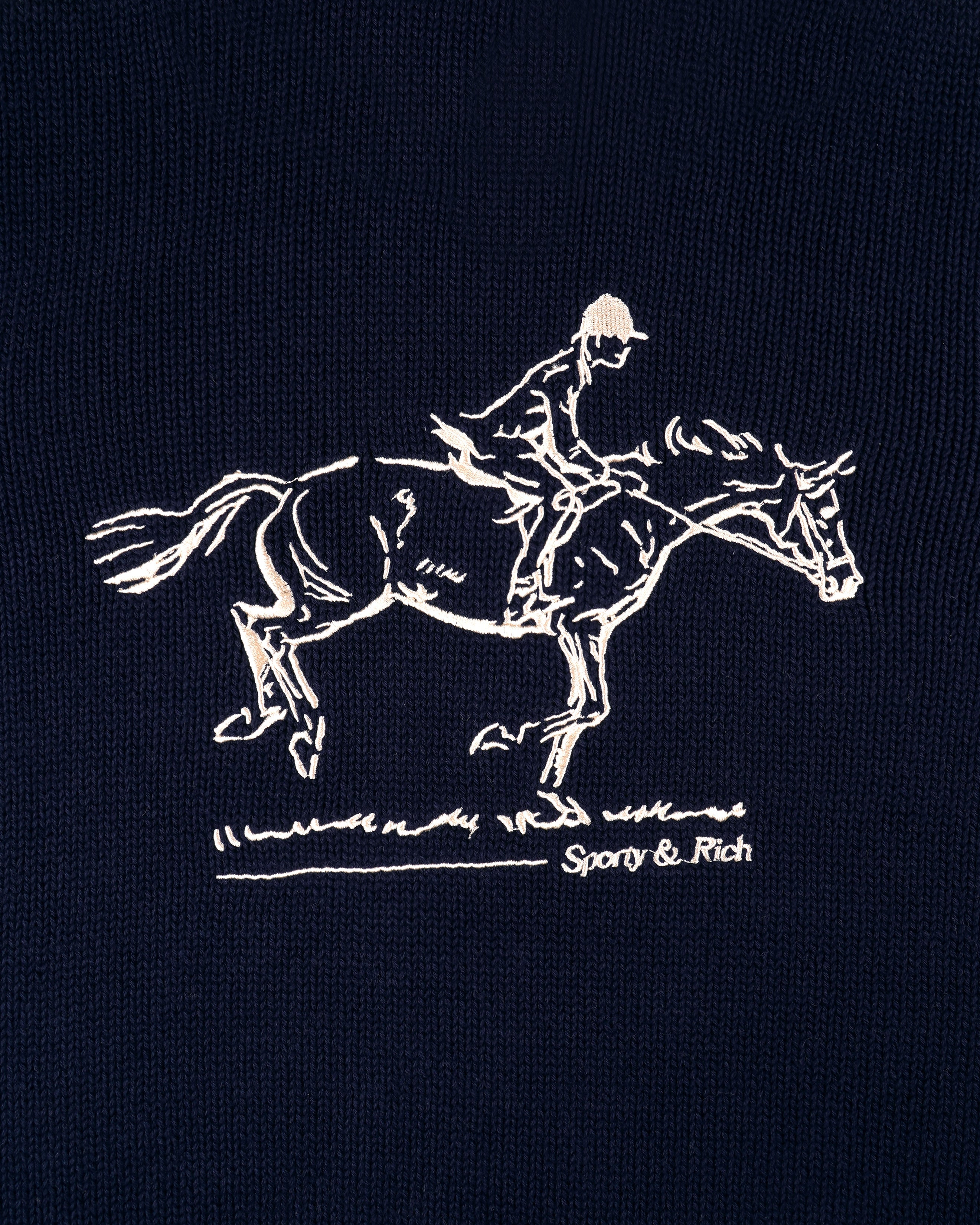 Horse Knitted Turtleneck - Navy/Ecru
