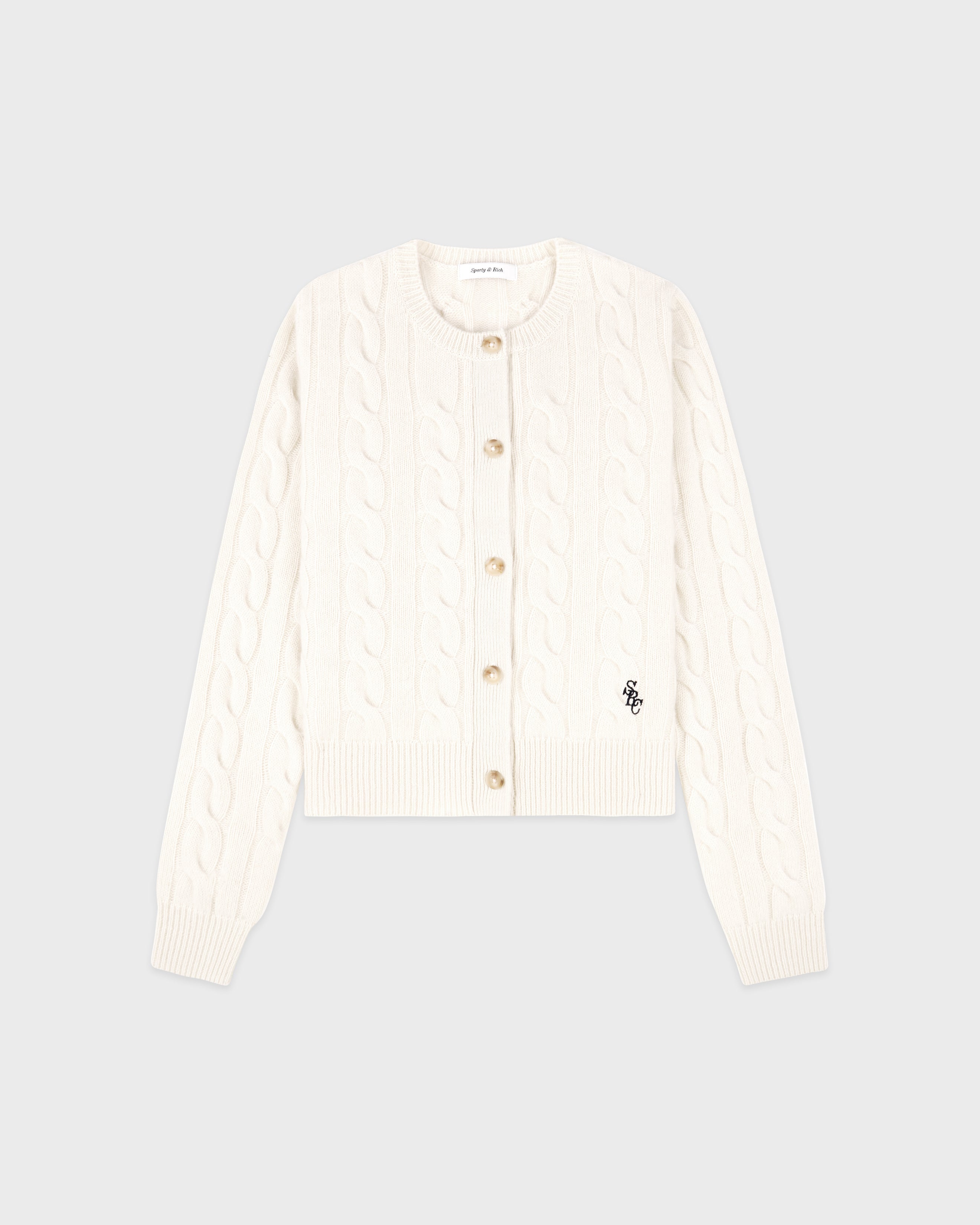 SRC Cableknit Cashmere Cardigan - Ecru