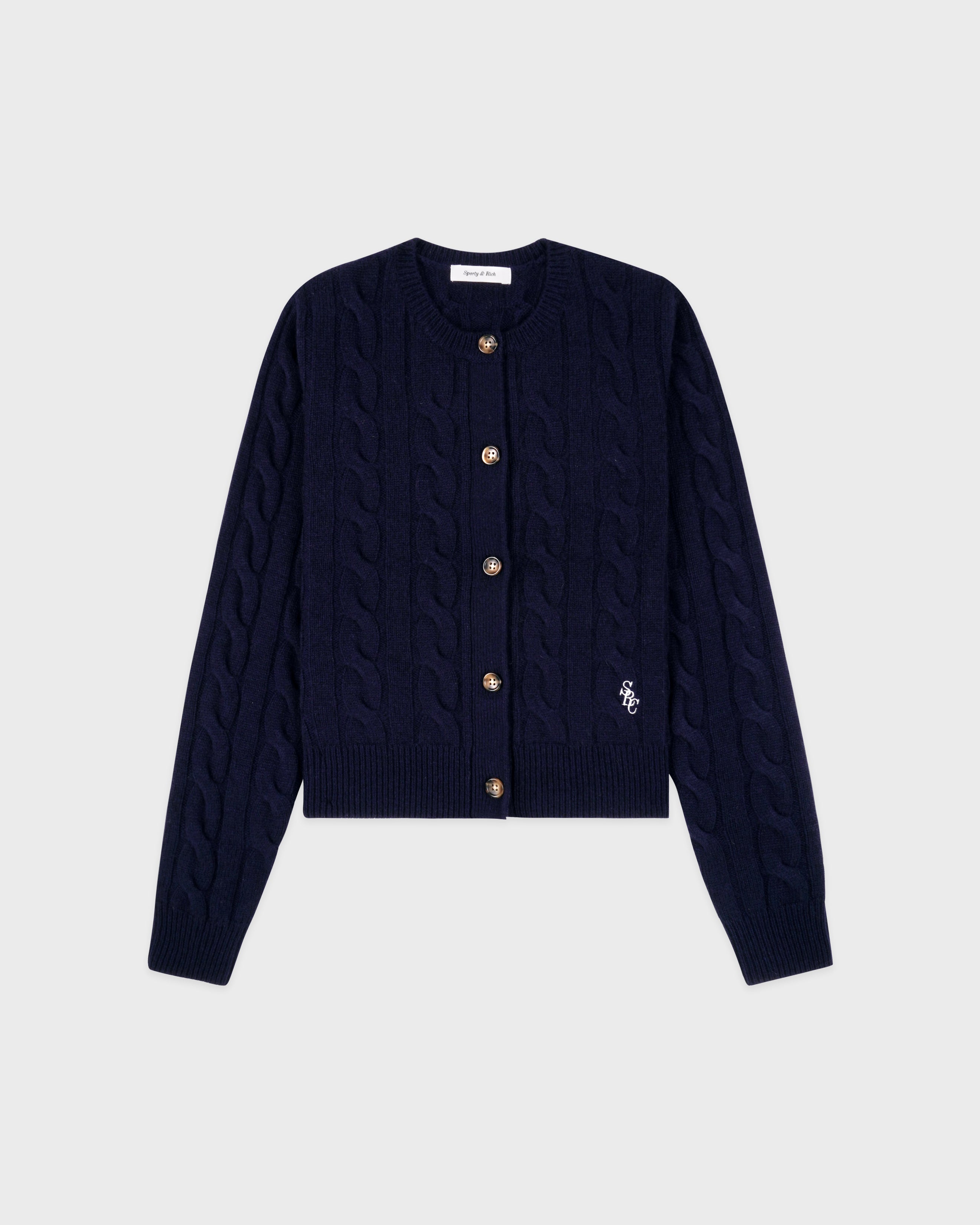 SRC Cableknit Cashmere Cardigan - Navy