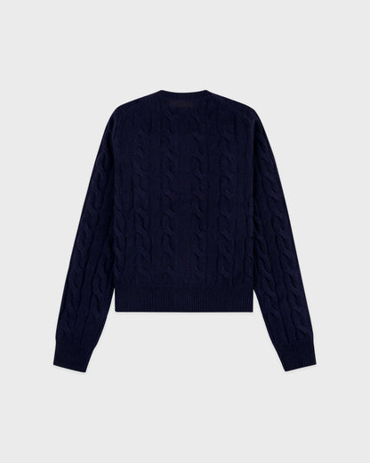 SRC Cableknit Cashmere Cardigan - Navy