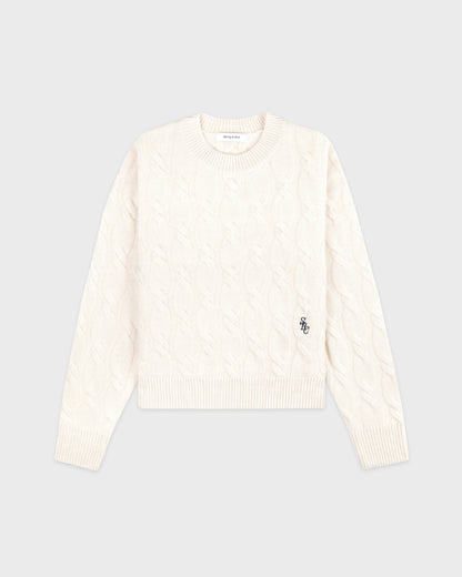 SRC Cableknit Cashmere Sweater - Ecru