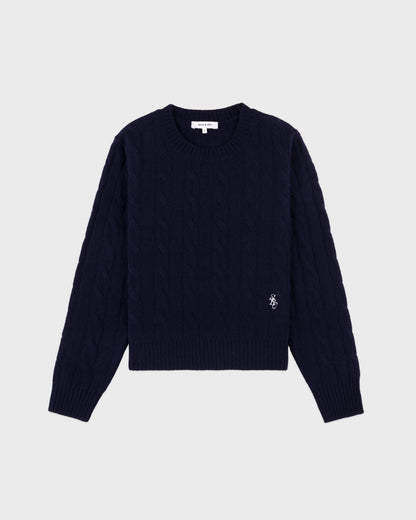 SRC Cableknit Cashmere Sweater - Navy