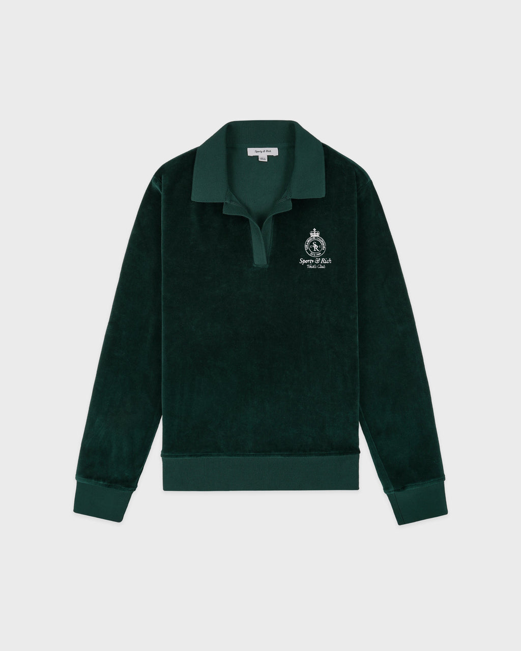 Crown Tennis Velour Polo - Forest/Ecru