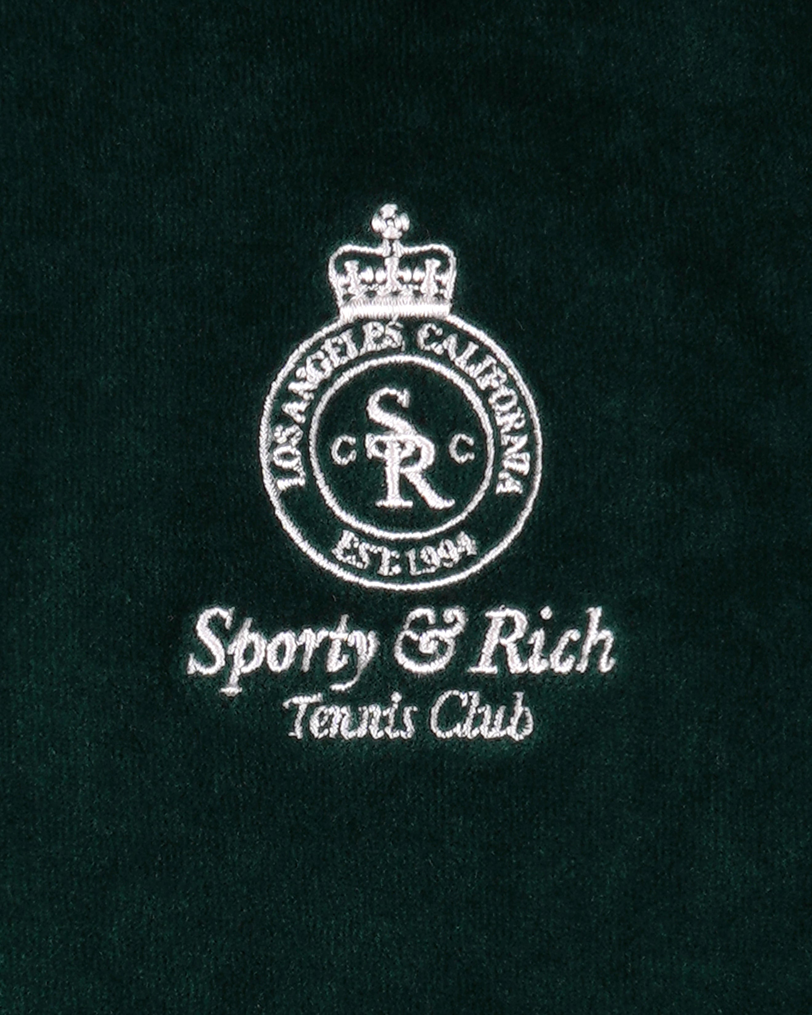 Crown Tennis Velour Polo - Forest/Ecru