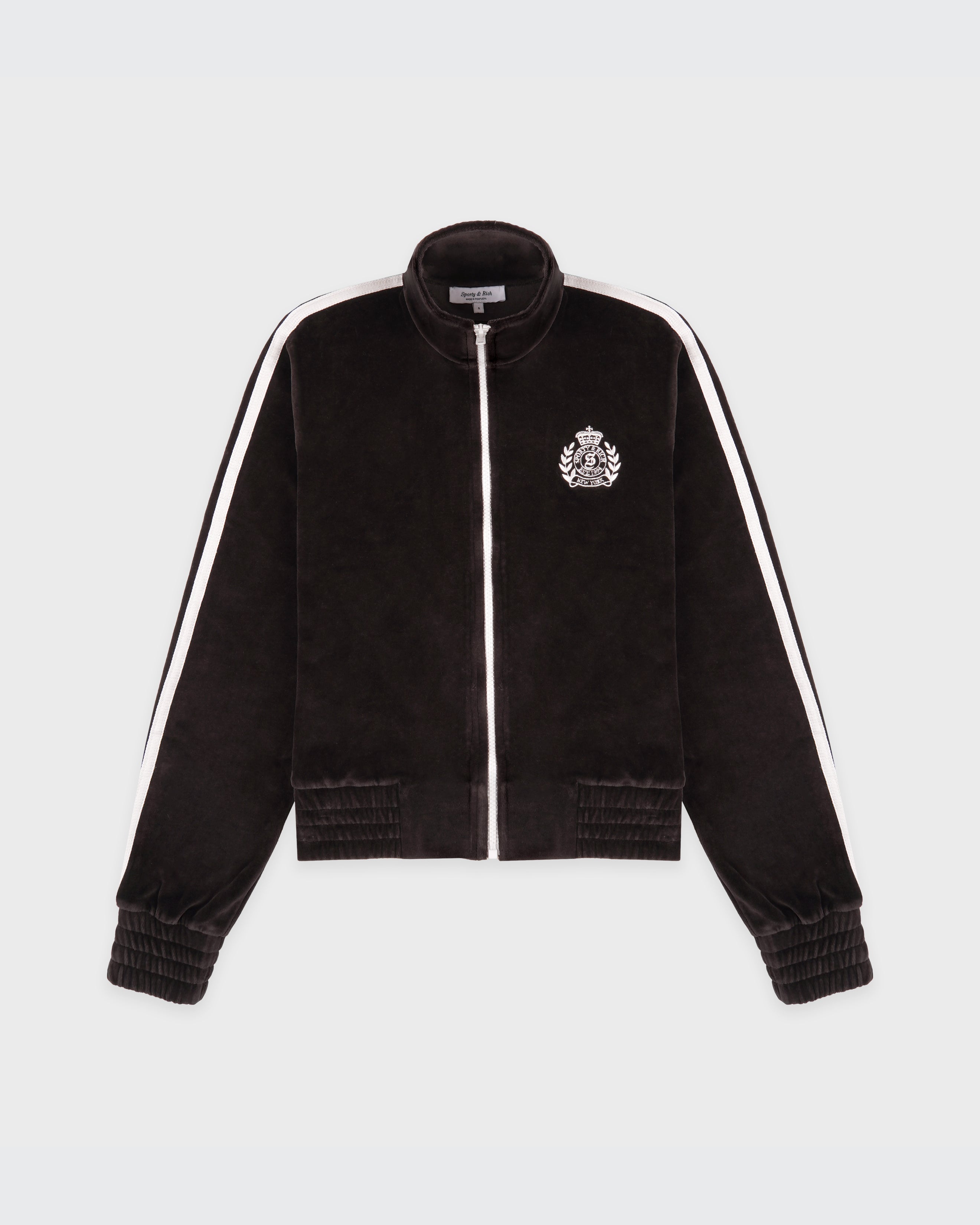 NY Crest Elio Velour Track Jacket - Chocolate