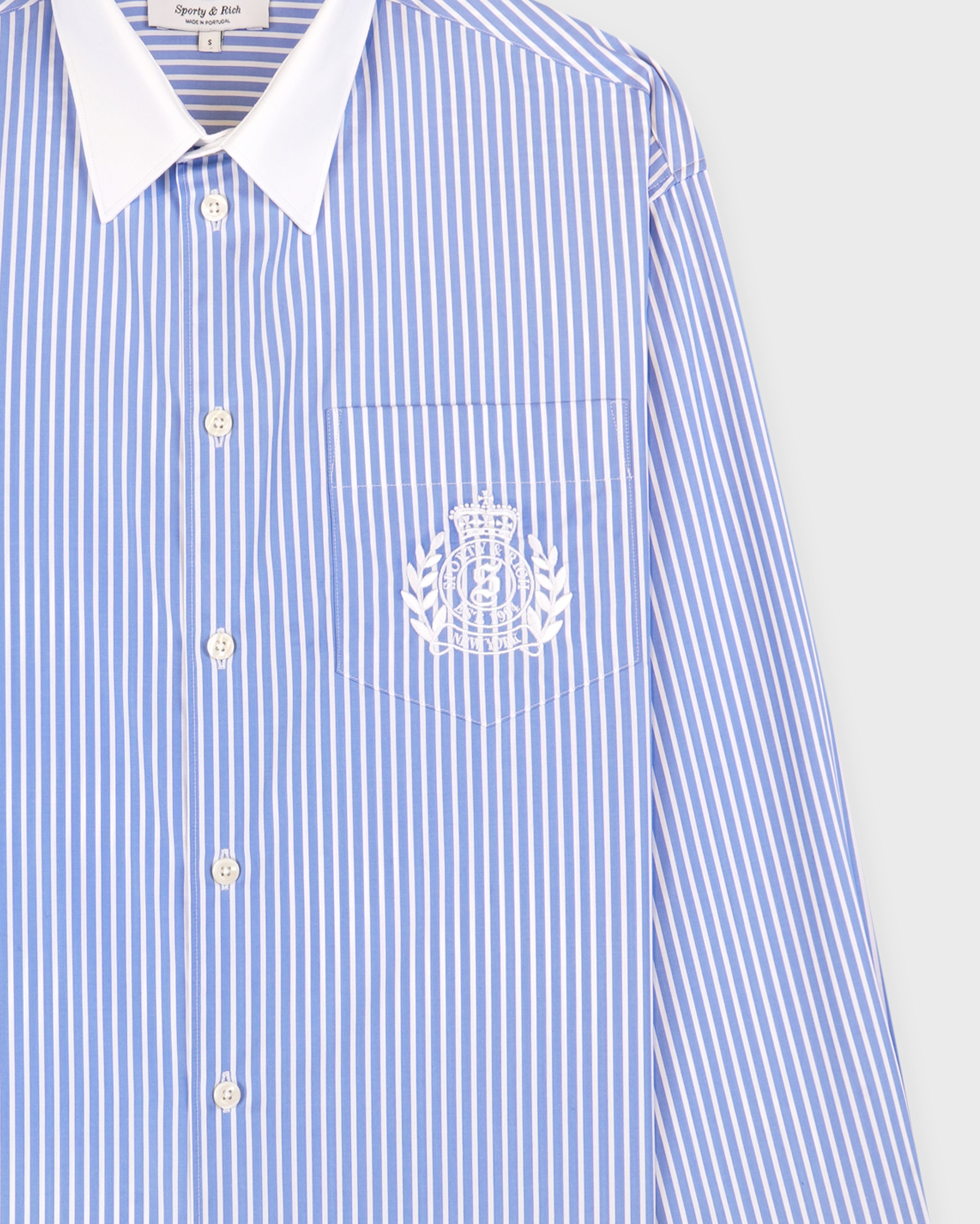 NY Crest Oversized Shirt - Navy Stripe