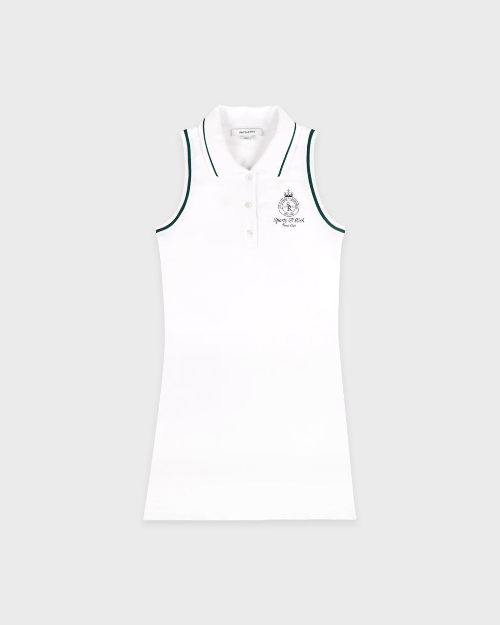 Crown Tennis Pique Polo Dress - White/Forest