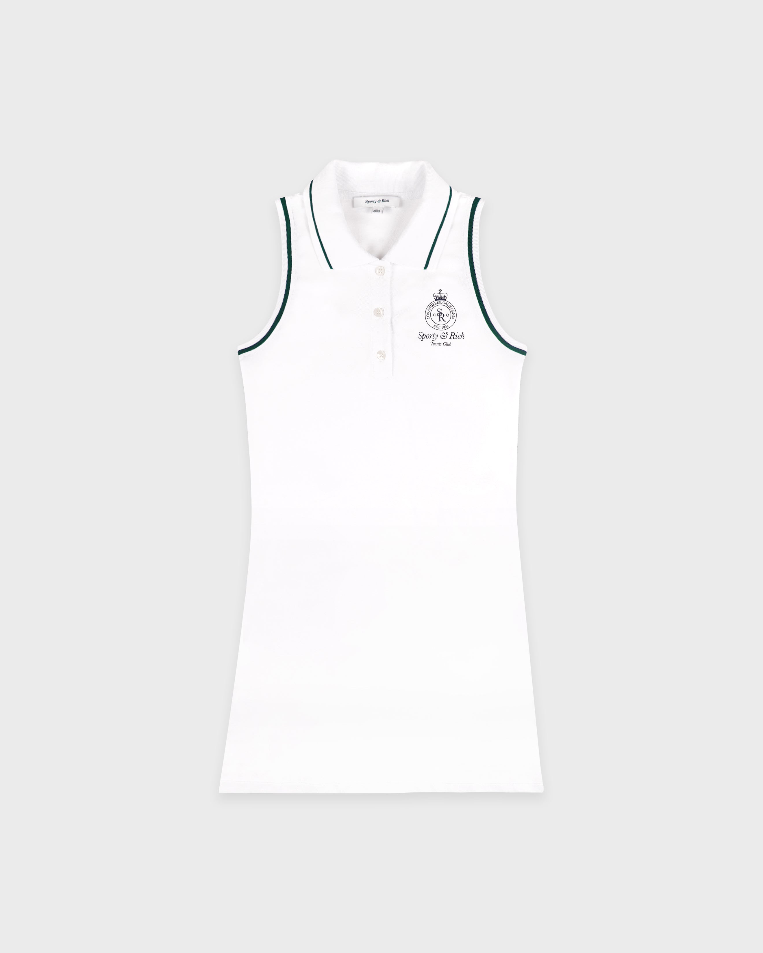 Crown Tennis Pique Polo Dress - White/Forest