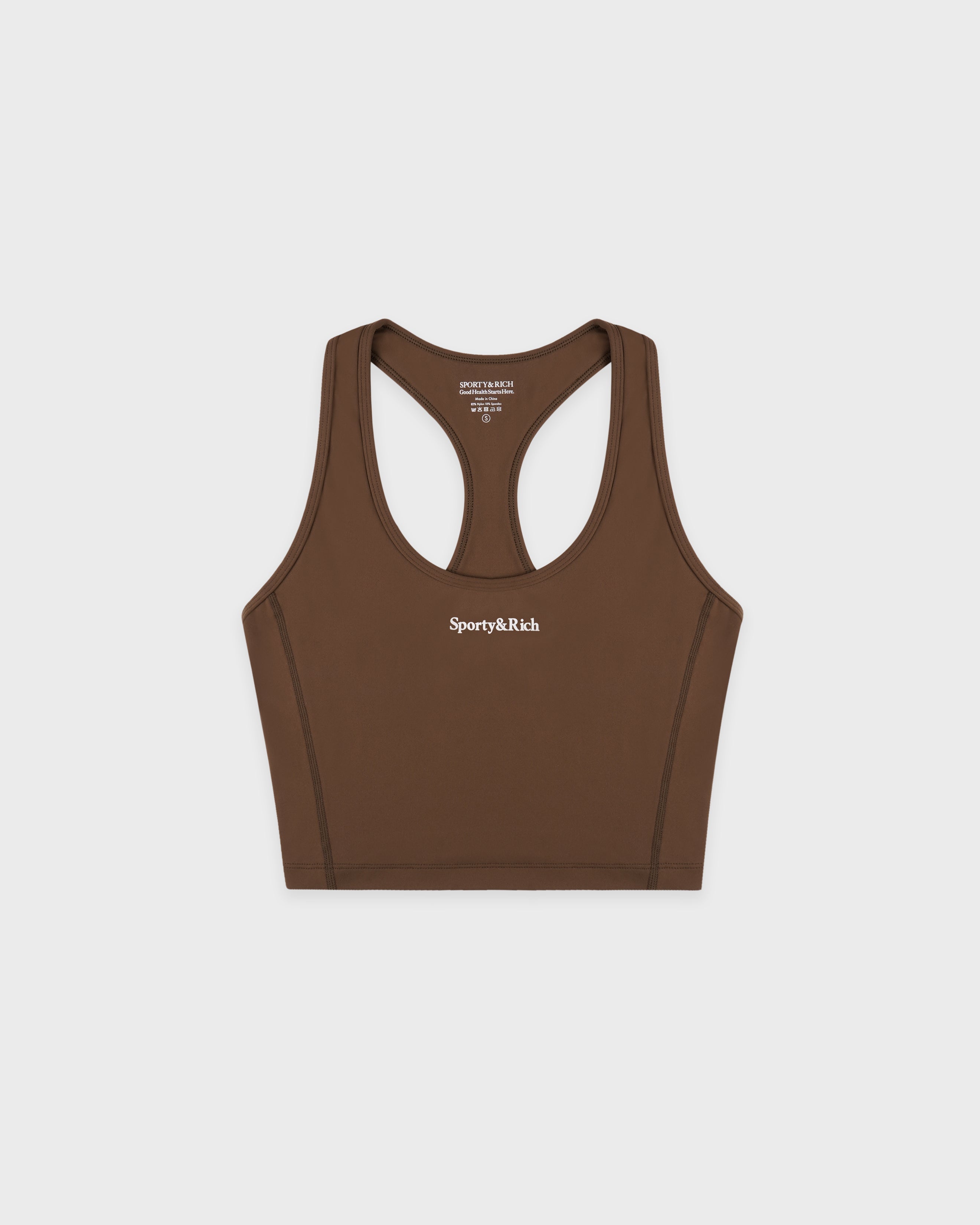 Serif Logo Sports Tank - Toffee/White