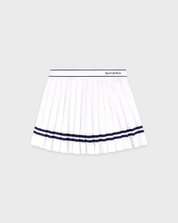Serif Logo Pleated Skirt - White/Navy