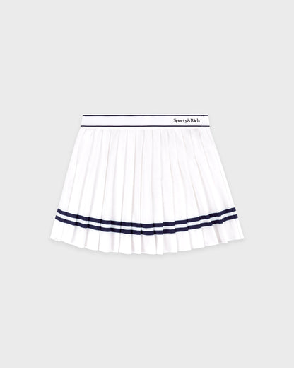 Serif Logo Pleated Skirt - White/Navy