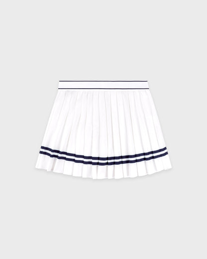 Serif Logo Pleated Skirt - White/Navy