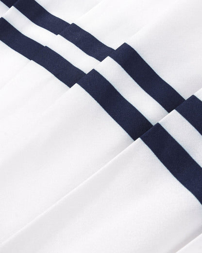 Serif Logo Pleated Skirt - White/Navy
