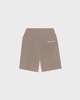 Signature Logo Biker Short - Hazelnut/White