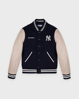 Yankees Curve Wool Varsity Jacket - Navy/Ecru