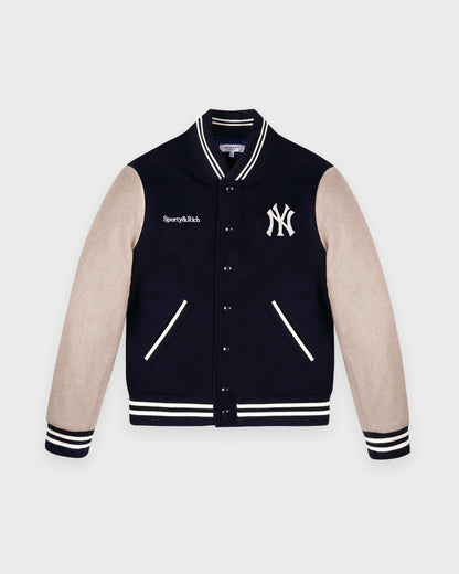 Yankees Curve Wool Varsity Jacket - Navy/Ecru