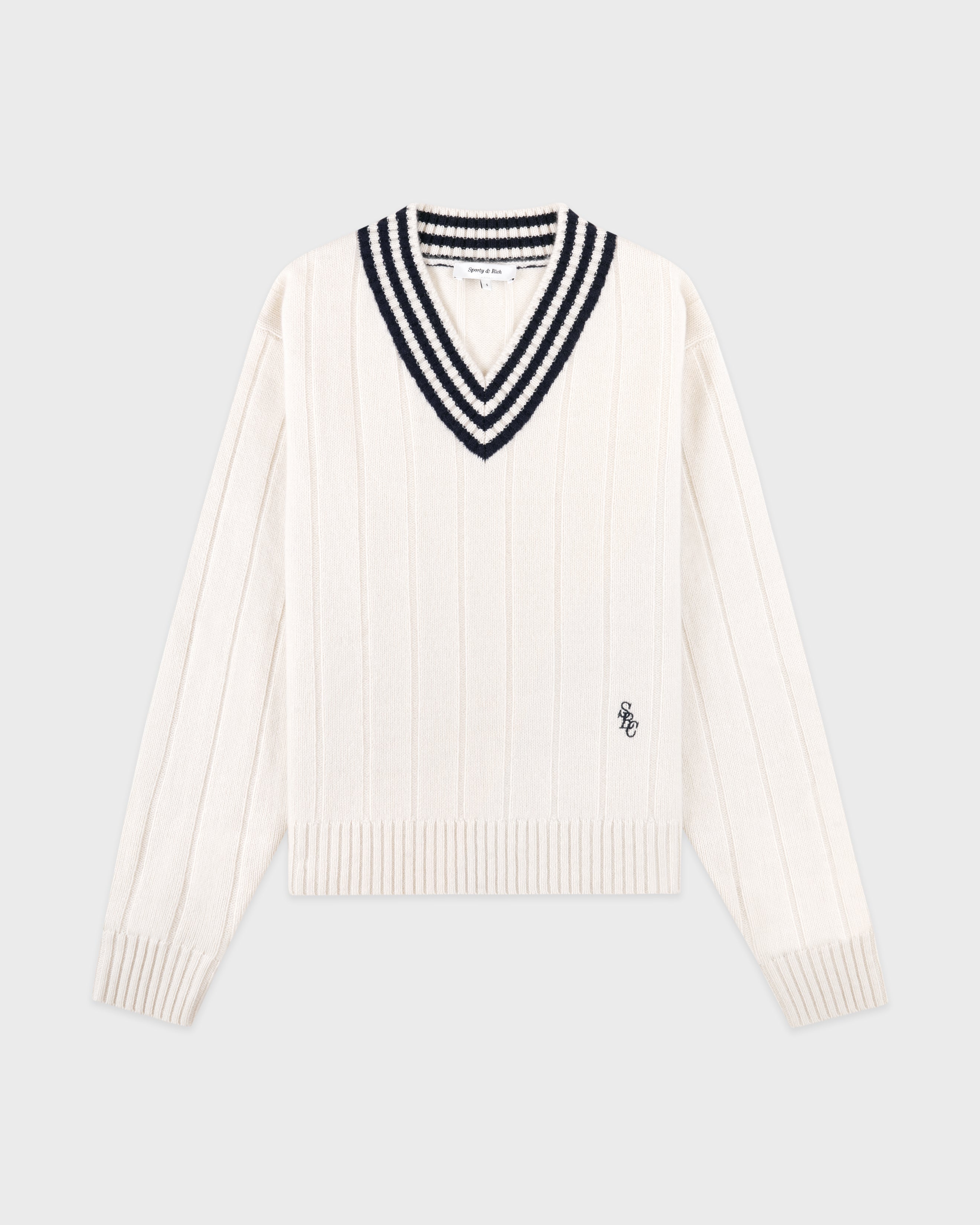 SRC Cricket Cashmere Sweater - Ecru/Navy