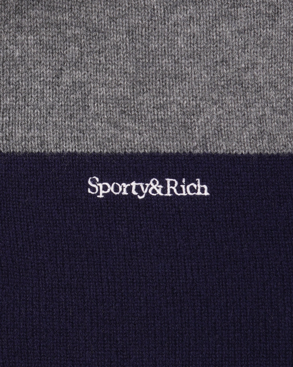 Serif Logo Cashmere Rugby Polo - Heather Gray/Navy/Ecru