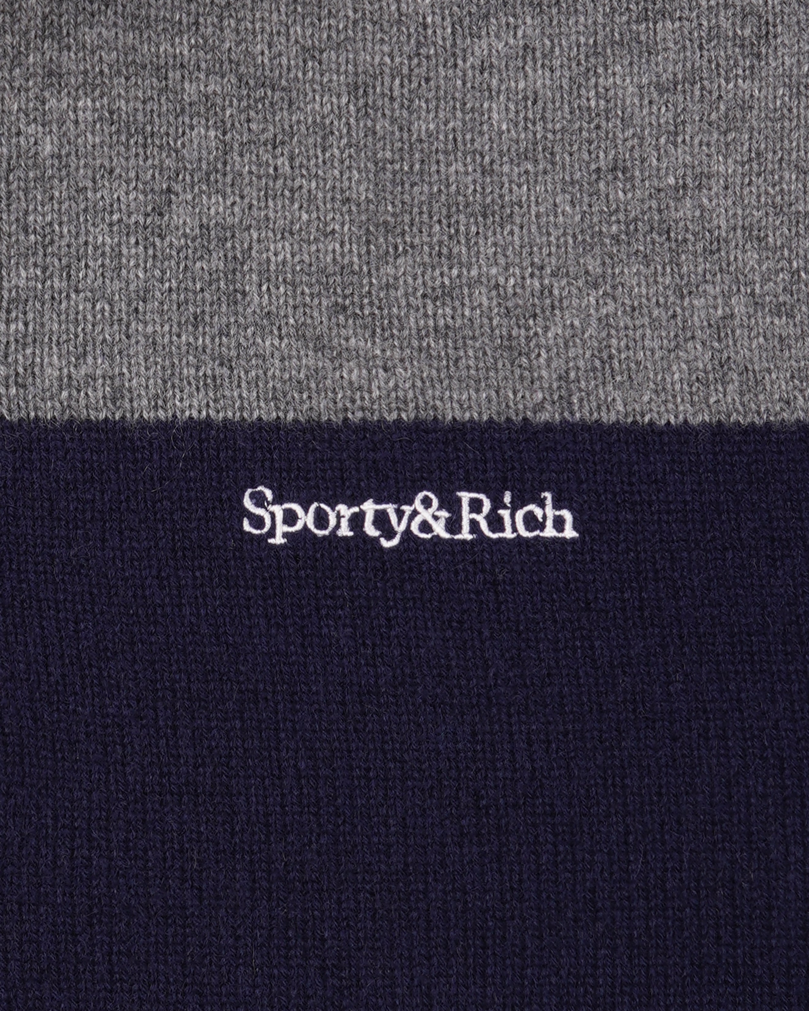 Serif Logo Cashmere Rugby Polo - Heather Gray/Navy/Ecru