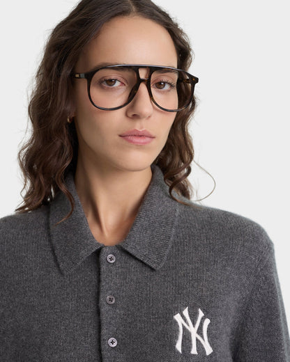 Heritage Yankees Serif Cashmere Polo - Dark Grey/White