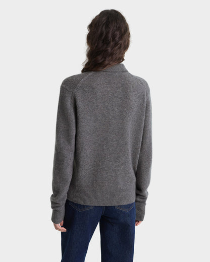 Heritage Yankees Serif Cashmere Polo - Dark Grey/White