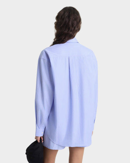 Heritage Yankees Serif Oversized Shirt - Blue Stripe/Navy