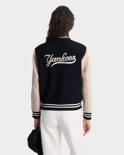 Yankees Curve Wool Varsity Jacket - Navy/Ecru