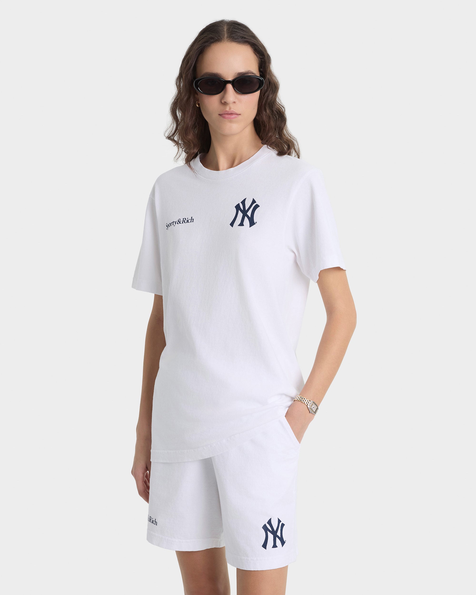 Heritage Yankees Serif Gym Short - White/Navy