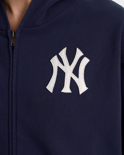 Heritage Yankees Serif Zip Hoodie - Navy/White