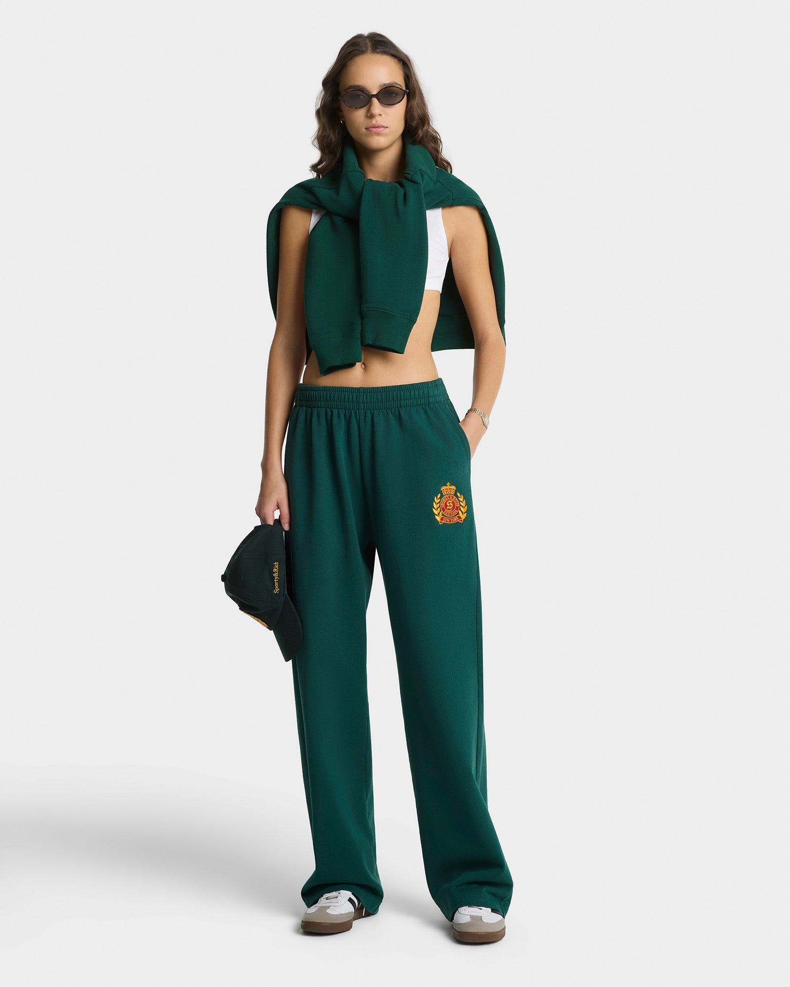 NY Crest Embroidered Wide Sweatpant - Forest