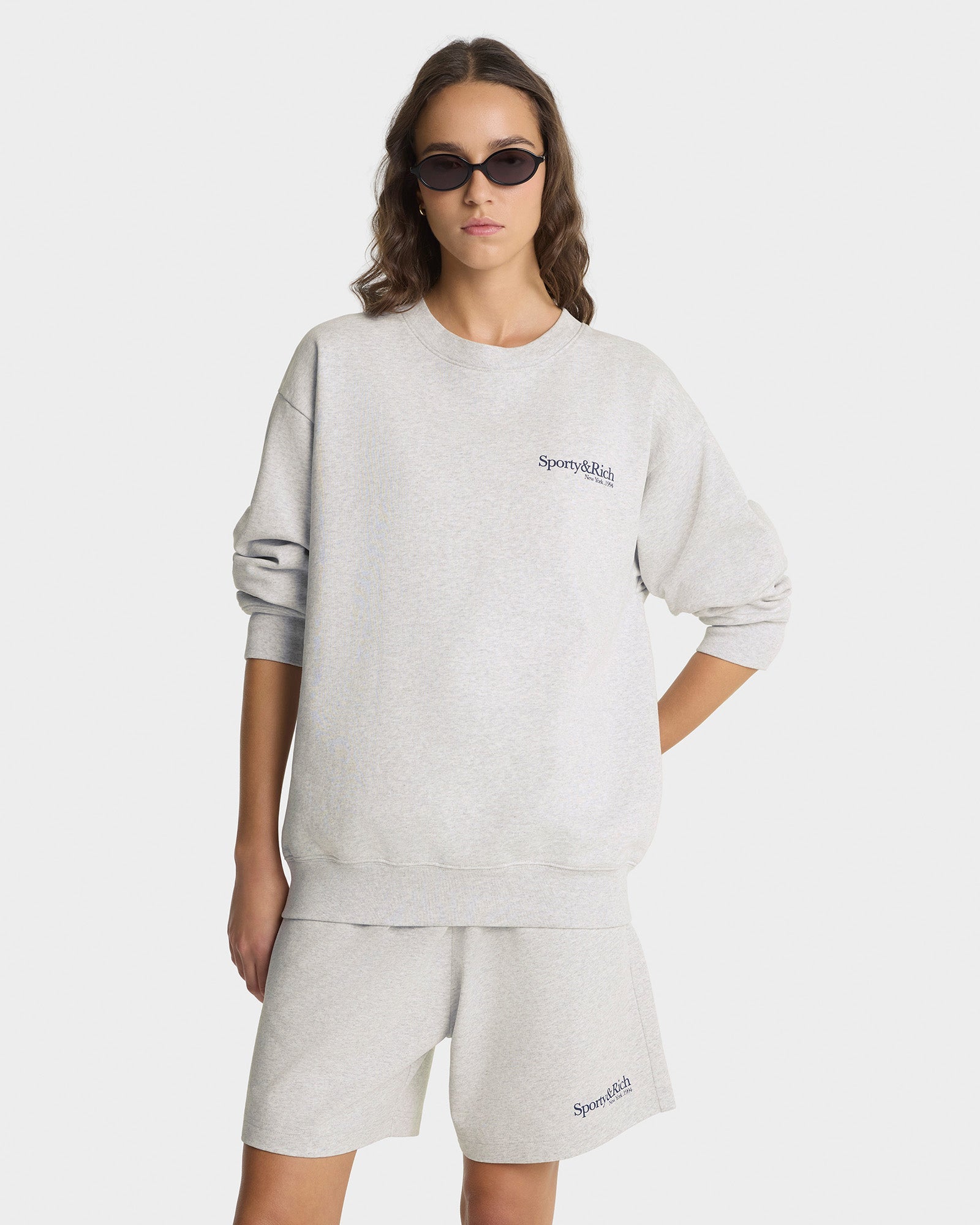 Run Club Crewneck - Heather Gray/Navy