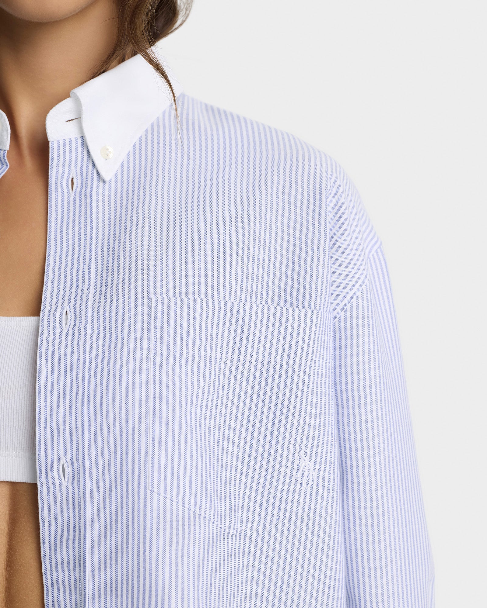 SRC Oversized Oxford Shirt - Navy Stripe