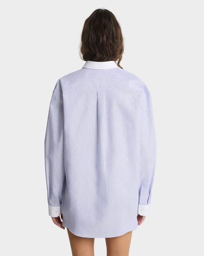 SRC Oversized Oxford Shirt - Navy Stripe