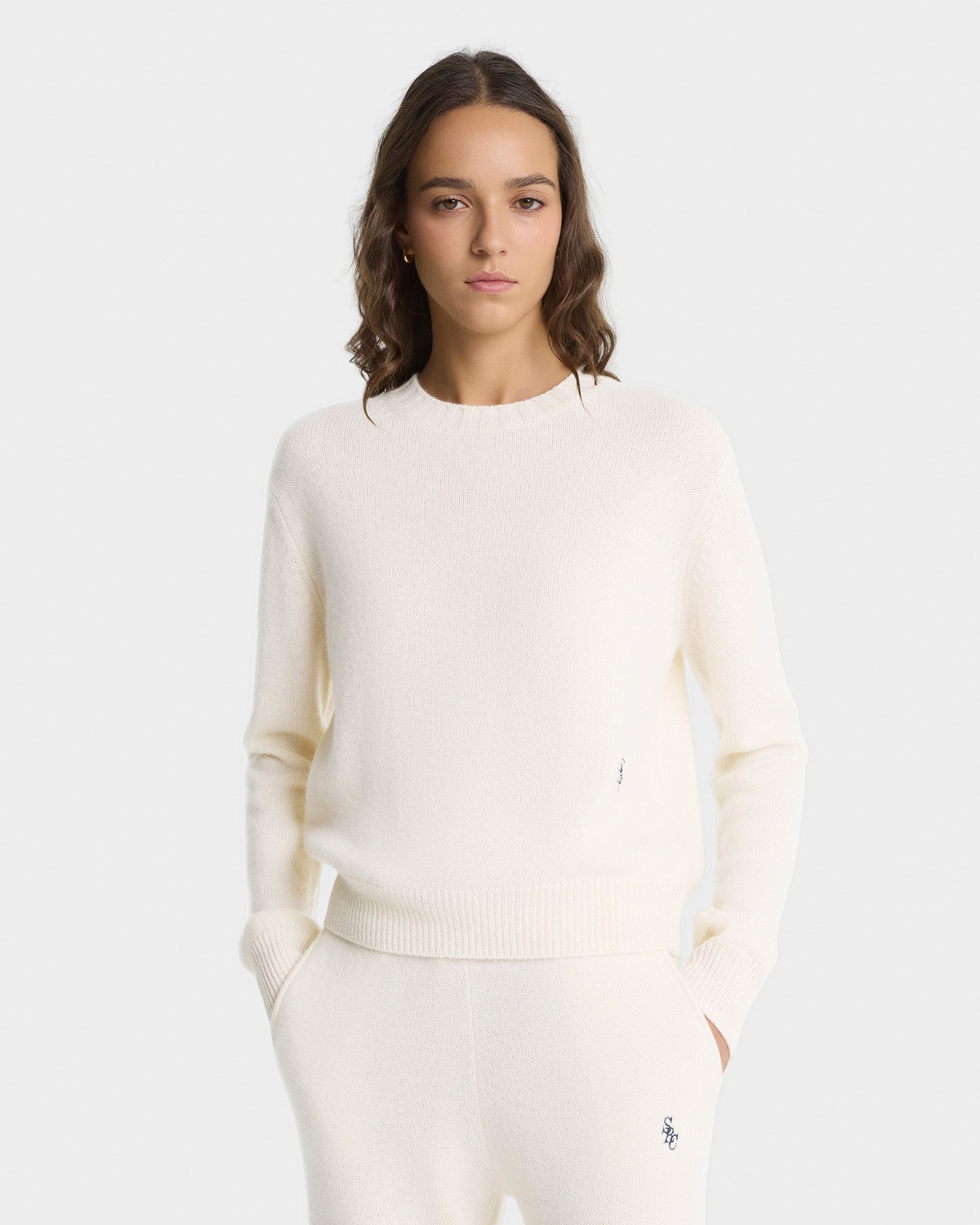 SRC Cashmere Sweater - Ecru/Navy